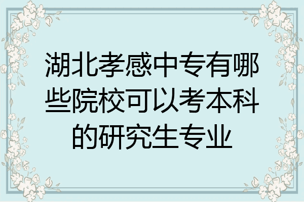 湖北孝感中专有哪些院校可以考本科的研究生专业