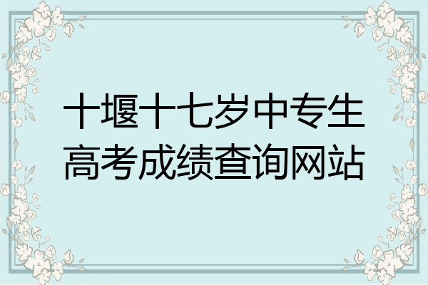 十堰十七岁中专生高考成绩查询网站