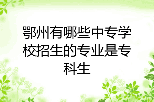 鄂州有哪些中专学校招生的专业是专科生