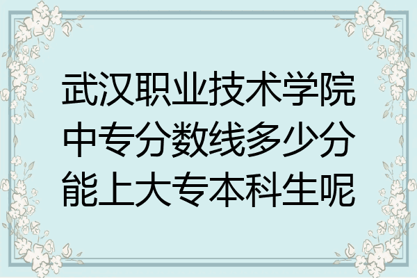 武汉职业技术学院中专分数线多少分能上大专本科生呢