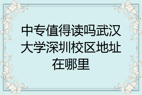中专值得读吗武汉大学深圳校区地址在哪里