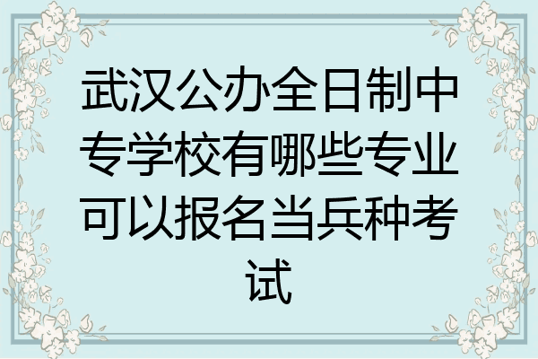 武汉公办全日制中专学校有哪些专业可以报名当兵种考试