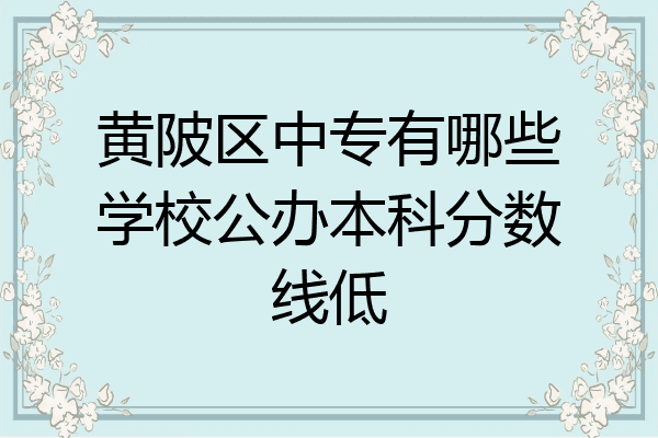 黄陂区中专有哪些学校公办本科分数线低