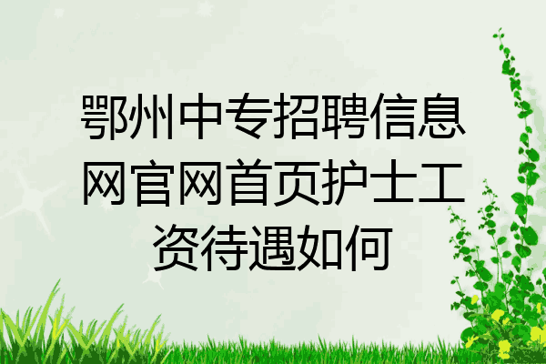 鄂州中专招聘信息网官网首页护士工资待遇如何