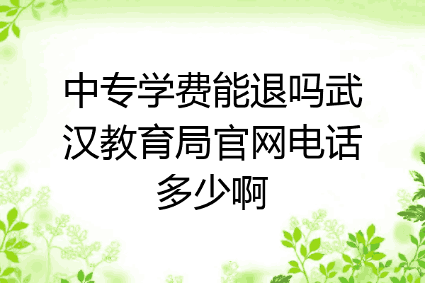 中专学费能退吗武汉教育局官网电话多少啊