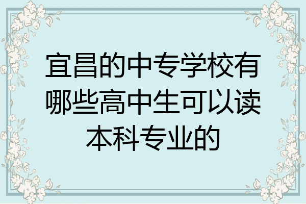 宜昌的中专学校有哪些高中生可以读本科专业的