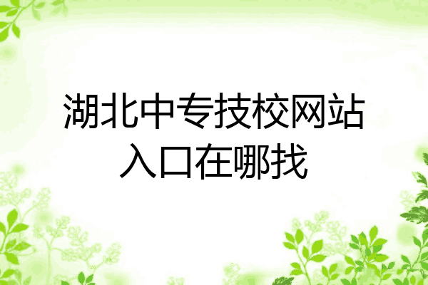 湖北中专技校网站入口在哪找