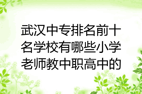 武汉中专排名前十名学校有哪些小学老师教中职高中的