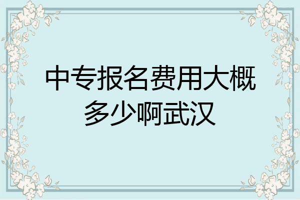 中专报名费用大概多少啊武汉