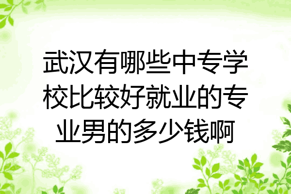 武汉有哪些中专学校比较好就业的专业男的多少钱啊