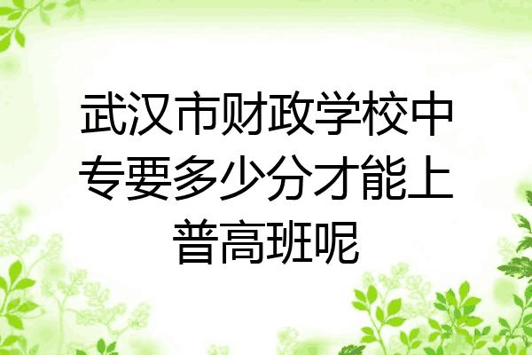 武汉市财政学校中专要多少分才能上普高班呢