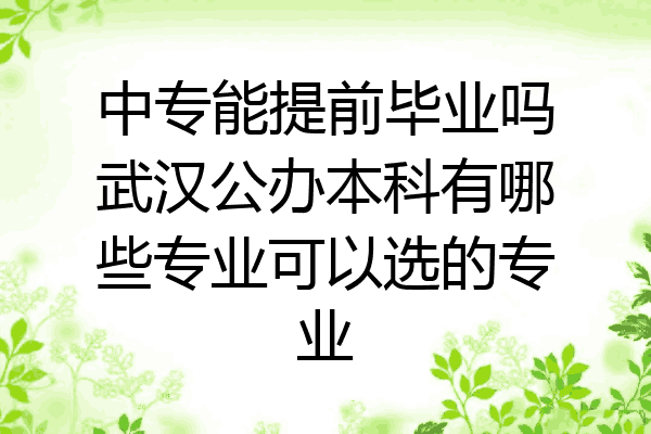 中专能提前毕业吗武汉公办本科有哪些专业可以选的专业