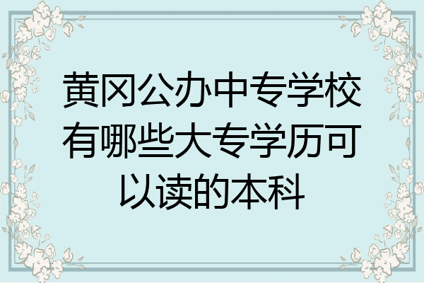 黄冈公办中专学校有哪些大专学历可以读的本科