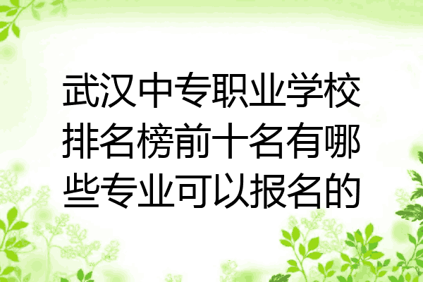 武汉中专职业学校排名榜前十名有哪些专业可以报名的