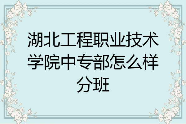 湖北工程职业技术学院中专部怎么样分班