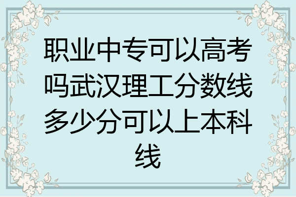 职业中专可以高考吗武汉理工分数线多少分可以上本科线
