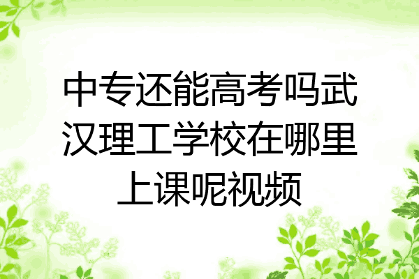 中专还能高考吗武汉理工学校在哪里上课呢视频