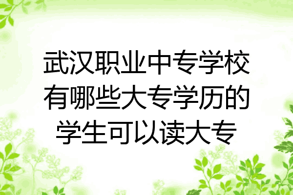 武汉职业中专学校有哪些大专学历的学生可以读大专