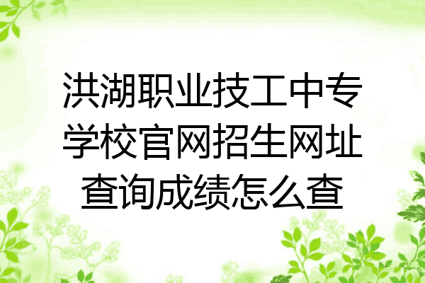 洪湖职业技工中专学校官网招生网址查询成绩怎么查