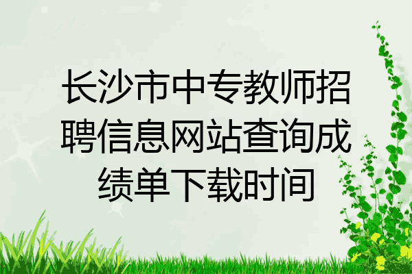 长沙市中专教师招聘信息网站查询成绩单下载时间