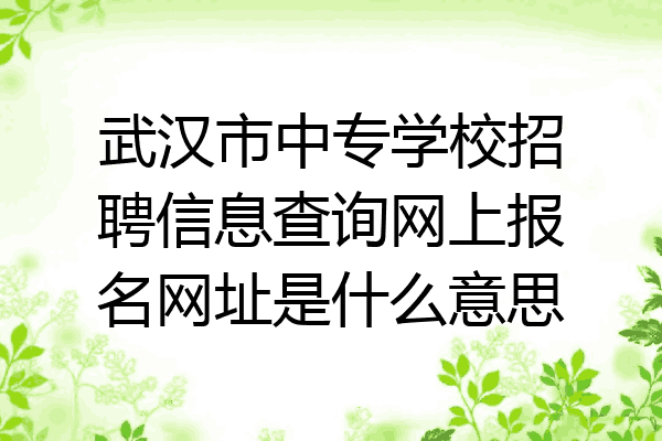 武汉市中专学校招聘信息查询网上报名网址是什么意思