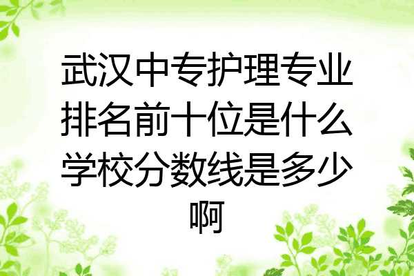 武汉中专护理专业排名前十位是什么学校分数线是多少啊