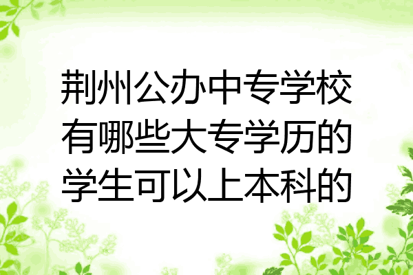 荆州公办中专学校有哪些大专学历的学生可以上本科的