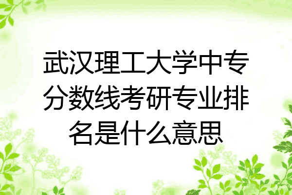 武汉理工大学中专分数线考研专业排名是什么意思