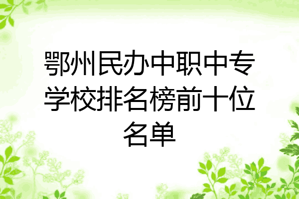 鄂州民办中职中专学校排名榜前十位名单