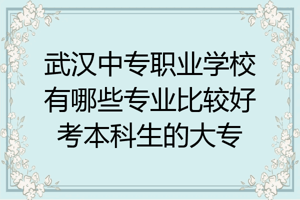 武汉中专职业学校有哪些专业比较好考本科生的大专