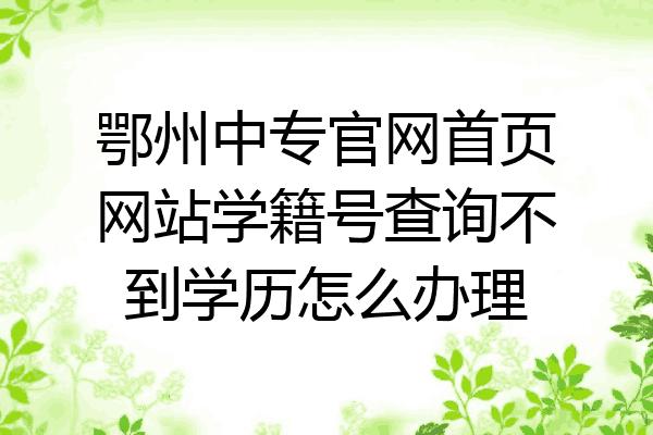 鄂州中专官网首页网站学籍号查询不到学历怎么办理