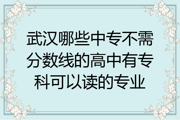 武汉哪些中专不需分数线的高中有专科可以读的专业