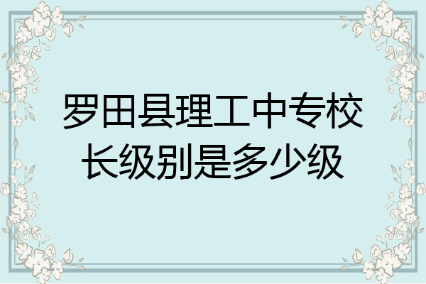 罗田县理工中专校长级别是多少级