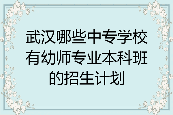 武汉哪些中专学校有幼师专业本科班的招生计划