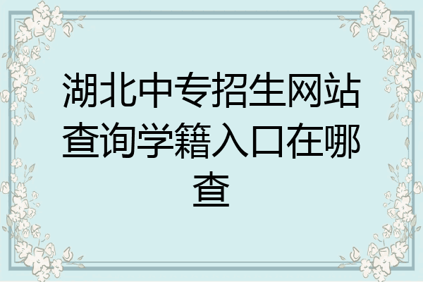 湖北中专招生网站查询学籍入口在哪查
