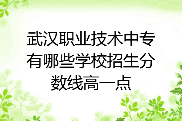 武汉职业技术中专有哪些学校招生分数线高一点