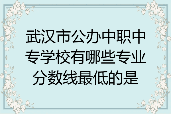 武汉市公办中职中专学校有哪些专业分数线最低的是