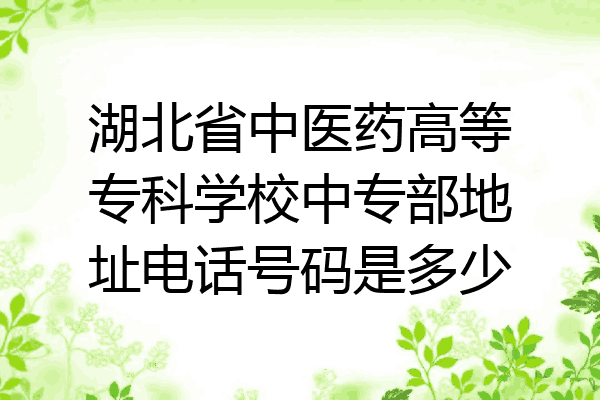 湖北省中医药高等专科学校中专部地址电话号码是多少