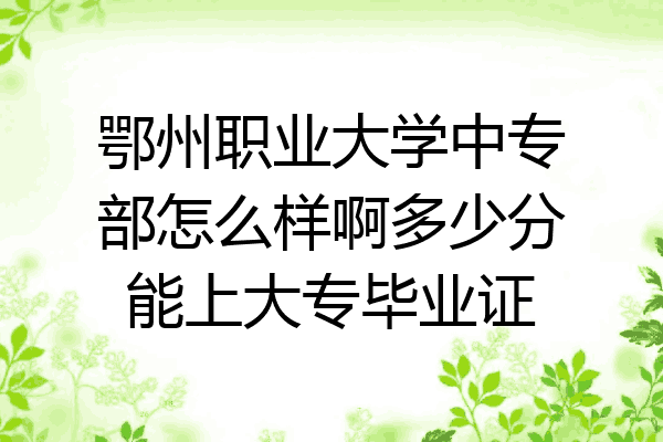 鄂州职业大学中专部怎么样啊多少分能上大专毕业证
