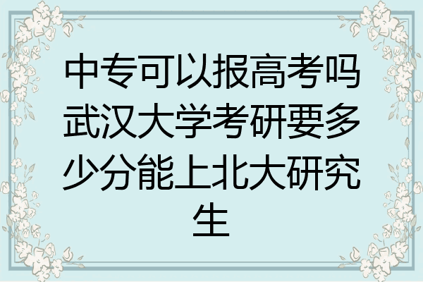 中专可以报高考吗武汉大学考研要多少分能上北大研究生