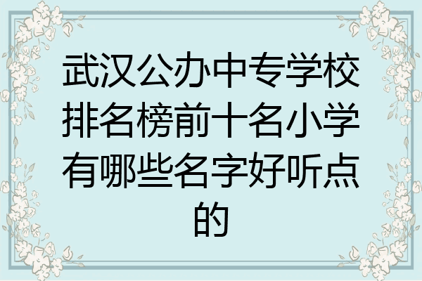 武汉公办中专学校排名榜前十名小学有哪些名字好听点的