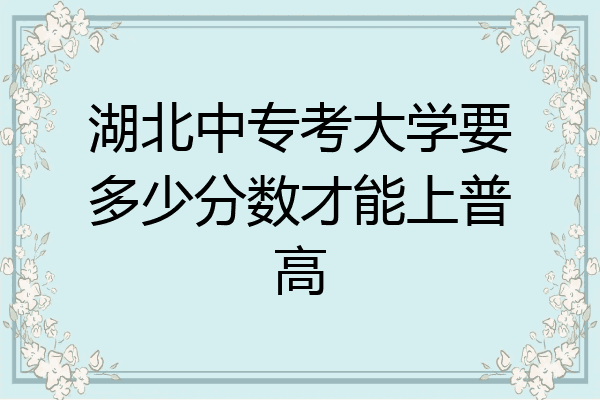 湖北中专考大学要多少分数才能上普高