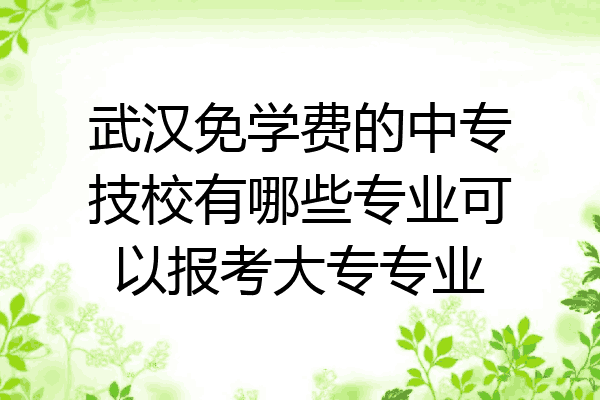武汉免学费的中专技校有哪些专业可以报考大专专业