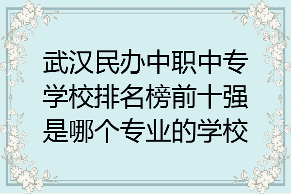 武汉民办中职中专学校排名榜前十强是哪个专业的学校