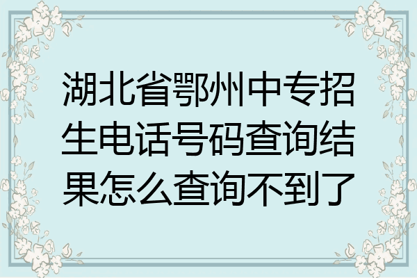 湖北省鄂州中专招生电话号码查询结果怎么查询不到了