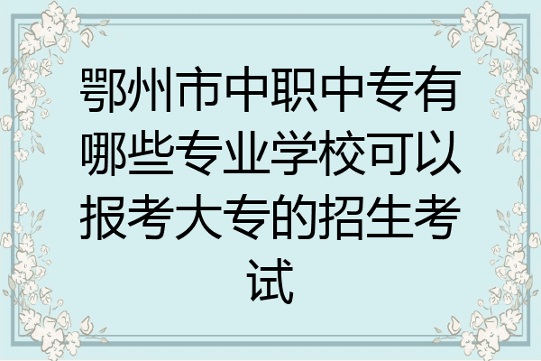 鄂州市中职中专有哪些专业学校可以报考大专的招生考试