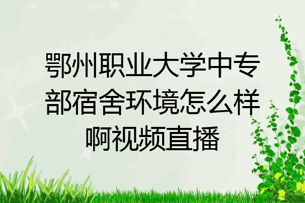 鄂州职业大学中专部宿舍环境怎么样啊视频直播