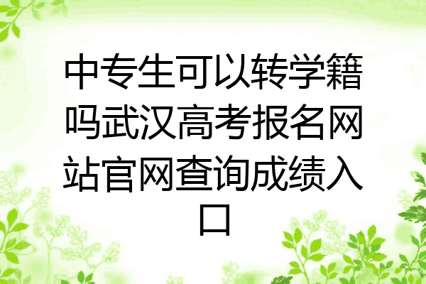 中专生可以转学籍吗武汉高考报名网站官网查询成绩入口