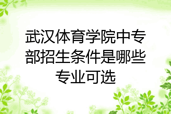 武汉体育学院中专部招生条件是哪些专业可选