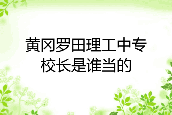 黄冈罗田理工中专校长是谁当的